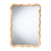 bali & pari Rasida Scalloped Natural Rattan Wall Mirror, Rectangle